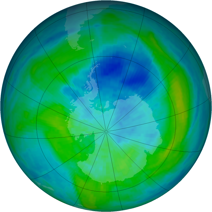 Antarctic ozone map for 20 March 1981